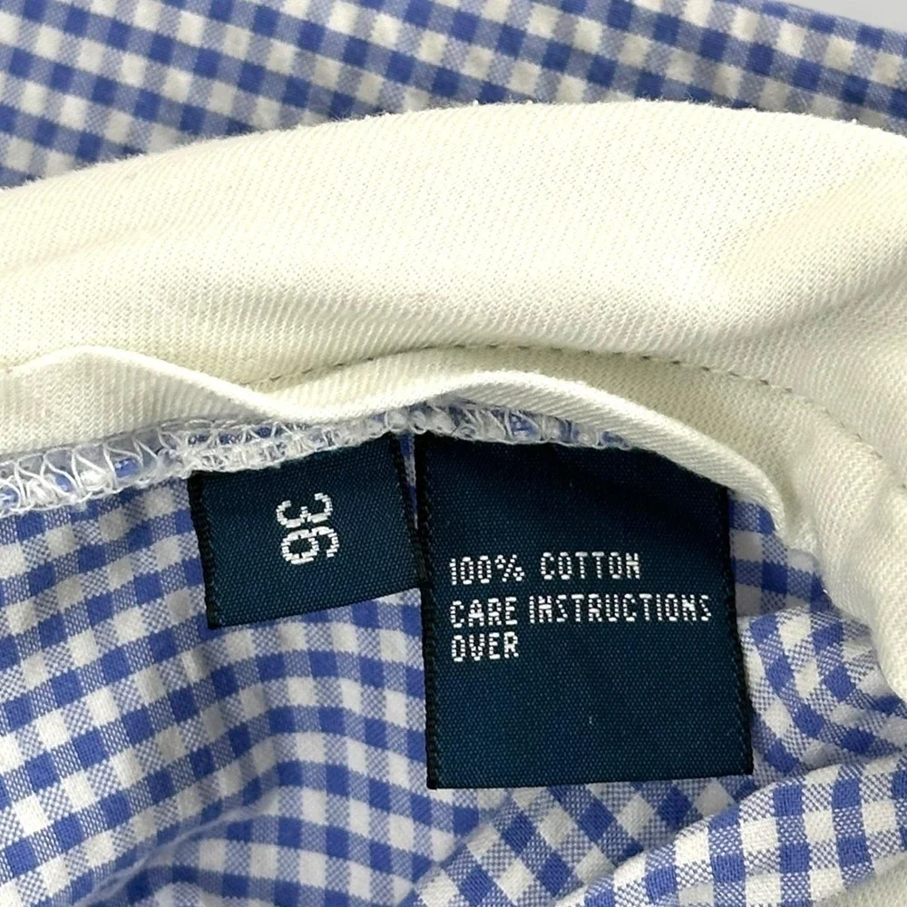 Polo Ralph Lauren Gingham‎ Shorts Mens 36 Blue White Cotton Chino Flat Front